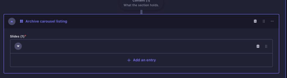 Archive Carousel Listing block in Strapi