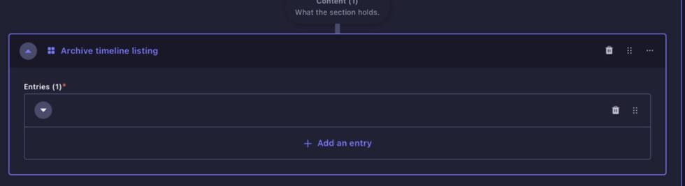 Archive Timeline Listing block in Strapi