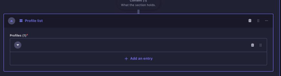 Profile List content block in Strapi