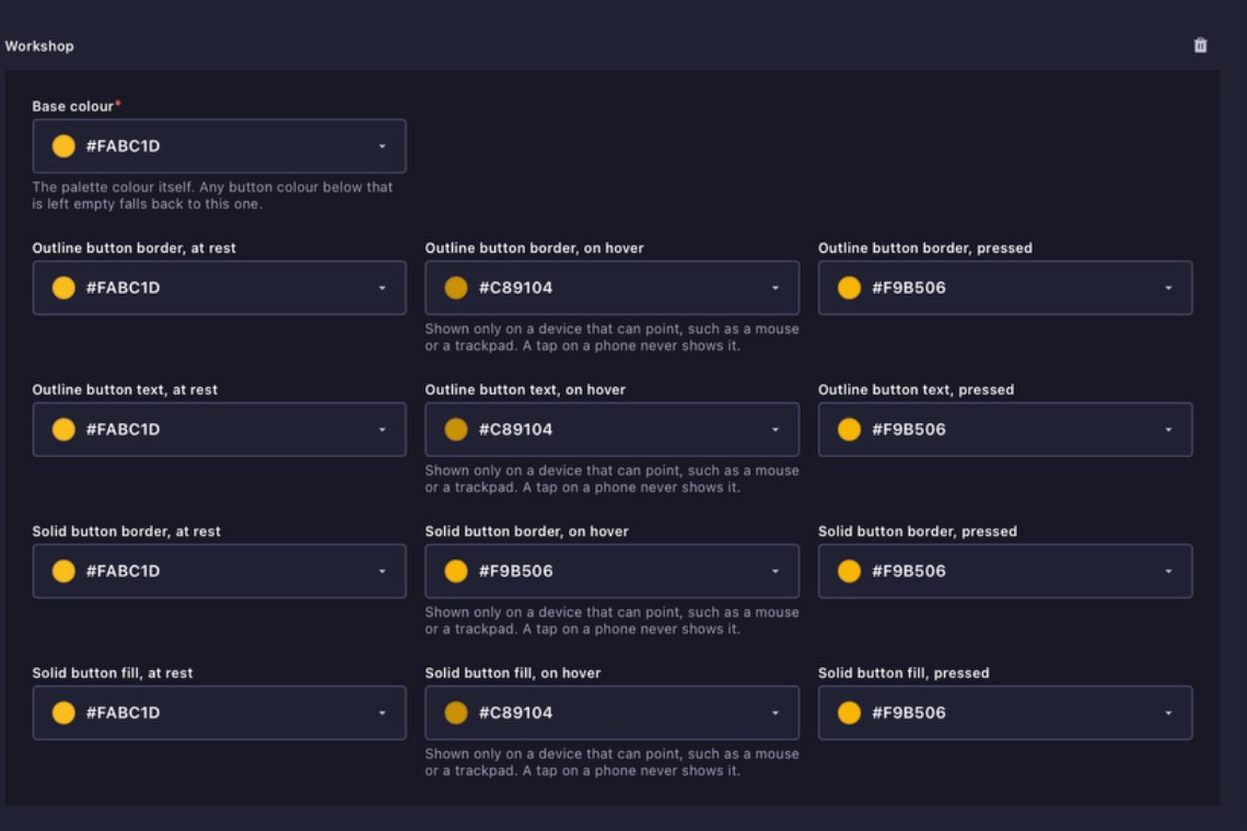 Workshop button colour controls
