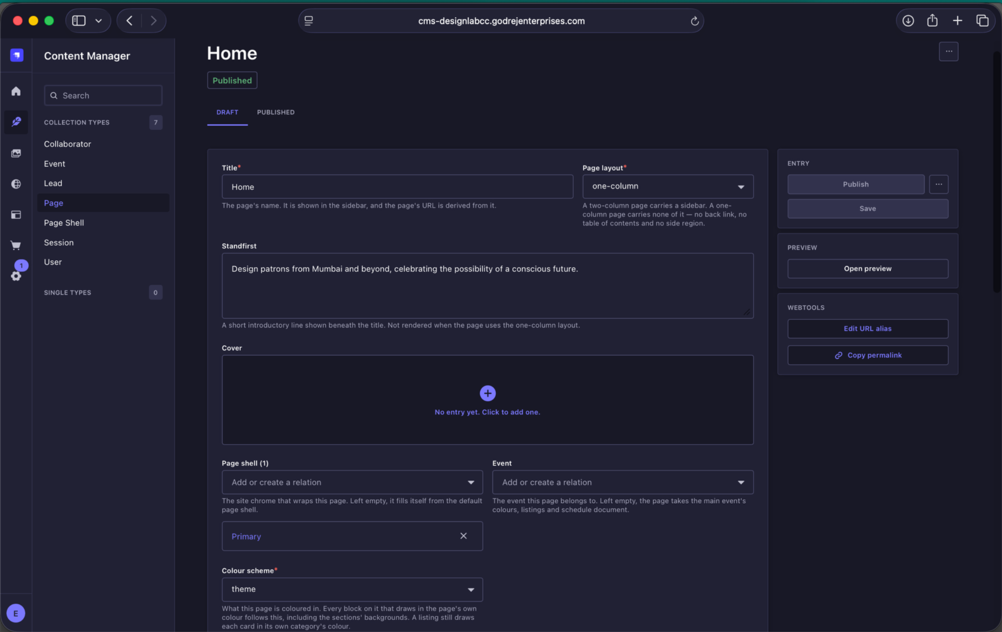 Landing Page settings
