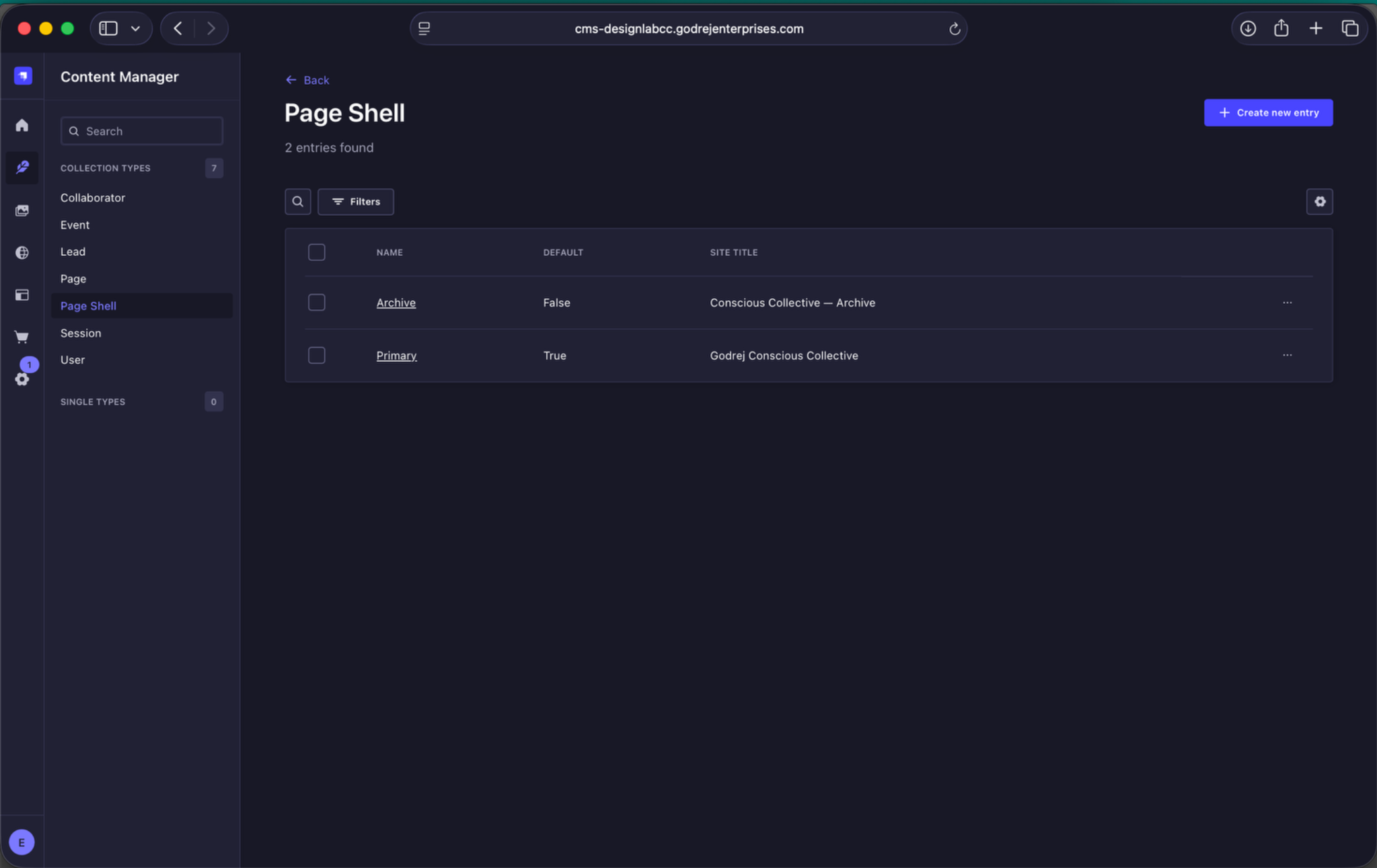 Page Shell listing